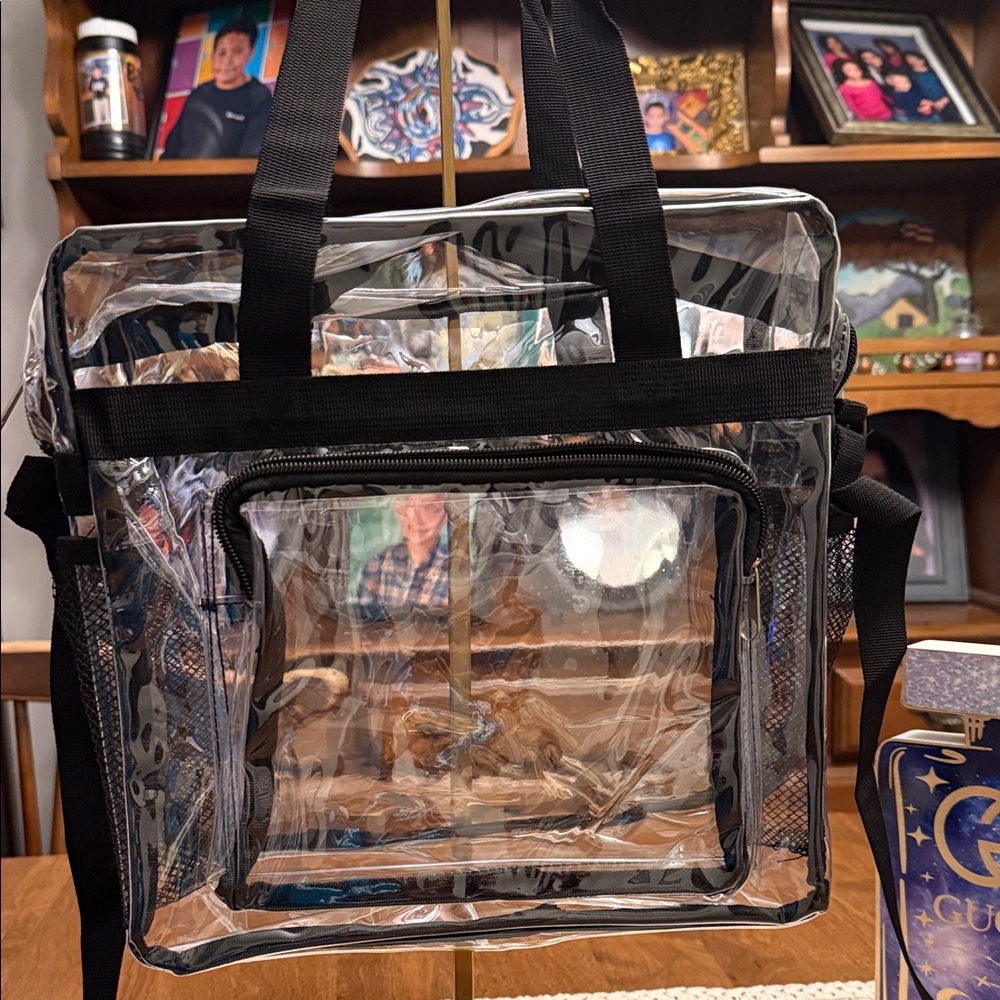 Clear PVC Tote Bag with Black Trim